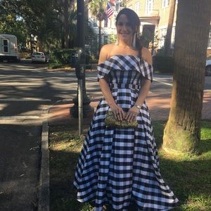 NWT Fame and Partners Off Shoulder Gingham Party Dress